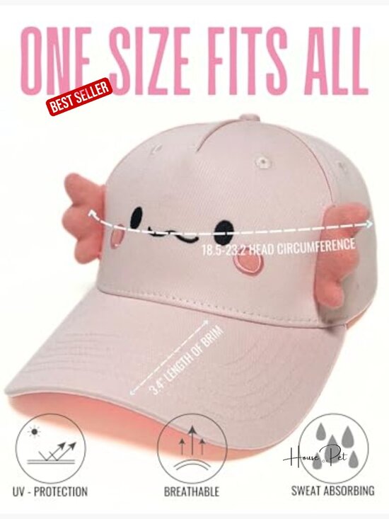 Axolotl Novelty Baseball Cap with 3D Gills, Adjustable Cotton Hat for Sun main image 6